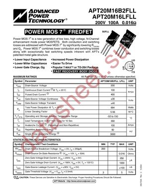 APT20M16LFLLG datasheet  